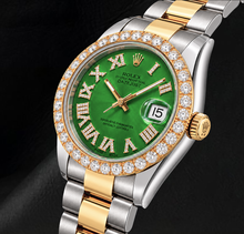 Afbeelding in Gallery-weergave laden, Rolex Datejust II 41mm 116333 Groene Romeinse Diamanten Wijzerplaat Tweekleurig Horloge