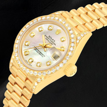 Afbeelding in Gallery-weergave laden, Rolex Datejust Jaar 2003 Wit Parelmoer Diamant Wijzerplaat 26 mm Geel Goud Dameshorloge