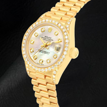 Afbeelding in Gallery-weergave laden, Rolex Datejust Jaar 2003 Wit Parelmoer Diamant Wijzerplaat 26 mm Geel Goud Dameshorloge