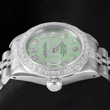 Afbeelding in Gallery-weergave laden, Rolex Datejust Olijfgroen Baguette Diamant 26 mm Roestvrijstalen Horloge