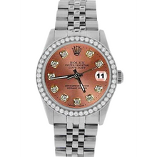 Afbeelding in Gallery-weergave laden, Rolex Datejust Zalm Diamant Wijzerplaat Bezel 31mm Roestvrijstalen Horloge