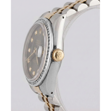 Afbeelding in Gallery-weergave laden, Rolex Datejust horloge tweekleurig heren kanaalring diamant