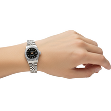 Afbeelding in Gallery-weergave laden, Rolex Datum-horloge roestvrijstalen jubileum zwarte wijzerplaatrand P2