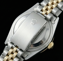 Afbeelding in Gallery-weergave laden, Rolex Datum Champagne Stok-wijzerplaat met diamanten randhorloge Roestvrij staal en jubileum