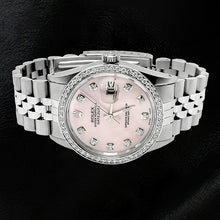 Afbeelding in Gallery-weergave laden, Rolex Datumjust-horloge met roze diamanten wijzerplaat Oester eeuwigdurende lunette diamanten snelverstelling