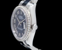 Afbeelding in Gallery-weergave laden, Rolex Datumjust 31 blauw Roman Oester roestvrijstalen dameshorloge