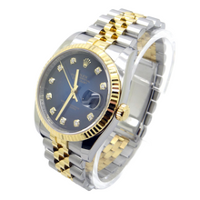 Afbeelding in Gallery-weergave laden, Rolex Datumjust 36 mm herenhorloge met diamanten wijzerplaat, gecanneleerde rand snel ingesteld