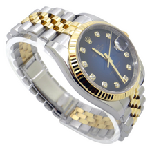 Afbeelding in Gallery-weergave laden, Rolex Datumjust 36 mm herenhorloge met diamanten wijzerplaat, gecanneleerde rand snel ingesteld