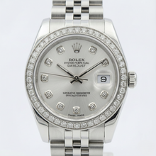 Afbeelding in Gallery-weergave laden, Rolex Datumjust Middelgroot 31 Mm Horloge Aangepaste Diamant Wijzerplaat Jubileum Armband roestvrij staal