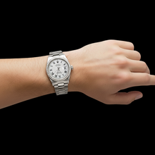 Afbeelding in Gallery-weergave laden, Rolex Datumjust Witte Romeinse Wijzerplaat Diamanten Lunette Herenhorloge roestvrij staal oester snelle instelling