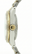 Afbeelding in Gallery-weergave laden, Rolex Datumjust dameshorloge met witte stok wijzerplaat roestvrij staal en geel goud