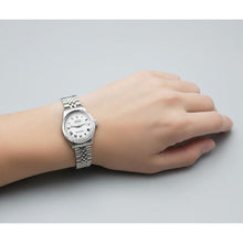 Afbeelding in Gallery-weergave laden, Rolex Datumjust dameshorloge witte Romeinse wijzerplaat, gecanneleerde lunette, roestvrij staal jubileum P2