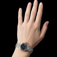 Afbeelding in Gallery-weergave laden, Rolex Datumjust horloge met zwarte Stok-wijzerplaat Oester-armband roestvrij staal, middelgroot P5