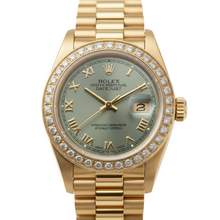 Afbeelding in Gallery-weergave laden, Rolex Datumjust horloge voorzitter Stijl armband grijze Romeinse wijzerplaat geel goud dames