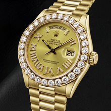 Afbeelding in Gallery-weergave laden, Rolex Day-Date 18038 36mm Champagne Romeinse Diamanten Wijzerplaat Geelgoud Horloge