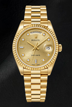 Afbeelding in Gallery-weergave laden, Rolex Day-Date 18238 36 mm Champagne Jubilee Diamanten Wijzerplaat Geelgoud Horloge