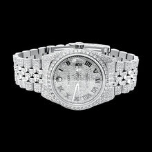 Afbeelding in Gallery-weergave laden, Rolex Iced Out Diamond 12 karaat 36 mm Romeinse wijzerplaat roestvrij staal horloge