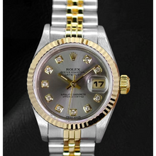 Afbeelding in Gallery-weergave laden, Rolex Jaar 2001 Datejust Grijze Diamant Wijzerplaat 26 mm Tweekleurig Dameshorloge