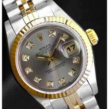 Afbeelding in Gallery-weergave laden, Rolex Jaar 2001 Datejust Grijze Diamant Wijzerplaat 26 mm Tweekleurig Dameshorloge