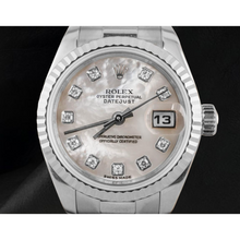 Afbeelding in Gallery-weergave laden, Rolex Dames Datejust 26 mm Parelmoeren Wijzerplaat Jaar 2002 President-band 18k Horloge
