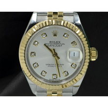 Afbeelding in Gallery-weergave laden, Rolex Lady-Datejust 28mm 279173 Horloge met Zilveren Diamanten Wijzerplaat Tweekleurig