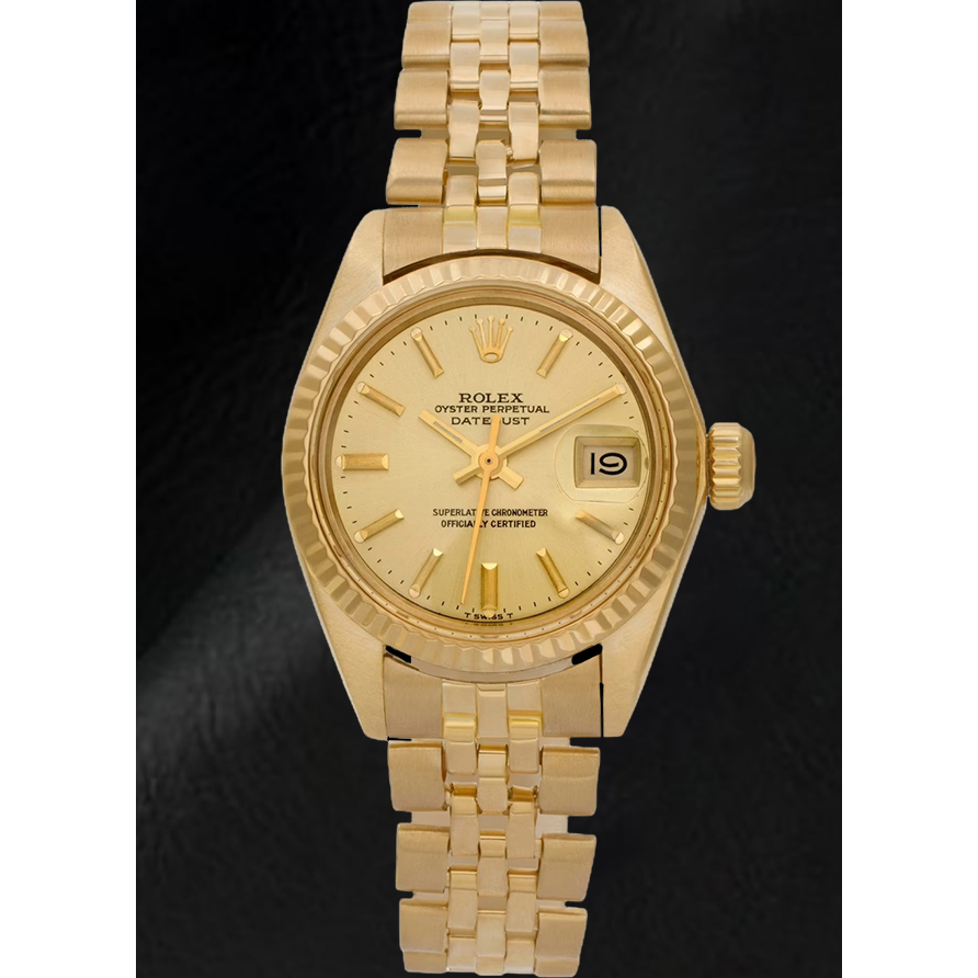 Rolex Lady Datejust President Style Champagne 26 mm Geelgouden Horloge