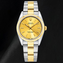 Afbeelding in Gallery-weergave laden, Rolex Oyster Perpetual 14203 34mm Champagnekleurige Wijzerplaat met Streepindexen Tweekleurig Horloge