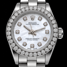 Afbeelding in Gallery-weergave laden, Rolex Oyster Perpetual 67193 26mm Wit Parelmoer Diamanten Wijzerplaat Roestvrij Staal Horloge
