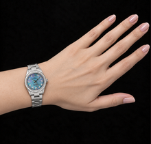 Afbeelding in Gallery-weergave laden, Rolex Oyster Perpetual 67480 31mm Blauw Parelmoer Diamanten Wijzerplaat Roestvrij Staal