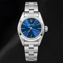 Afbeelding in Gallery-weergave laden, Rolex Oyster Perpetual 76080 26mm Horloge van Roestvrij Staal met Blauwe Wijzerplaat met Streepindexen