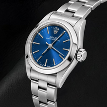 Afbeelding in Gallery-weergave laden, Rolex Oyster Perpetual 76080 26mm Horloge van Roestvrij Staal met Blauwe Wijzerplaat met Streepindexen