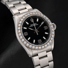 Afbeelding in Gallery-weergave laden, Rolex Oyster Perpetual 77080 31mm Roestvrij Staal Horloge met Zwarte Arabische Wijzerplaat