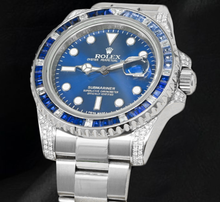 Afbeelding in Gallery-weergave laden, Rolex Submariner 116610LN Datum 40 mm Diamant met Blauwe Saffieren Lunette Roestvrij Staal Horloge