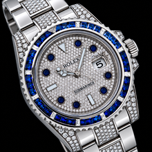 Afbeelding in Gallery-weergave laden, Rolex Submariner Date 116610 40mm Diamanten Wijzerplaat met Blauwe Saffier Horloge Roestvrij Staal Oyster-armband