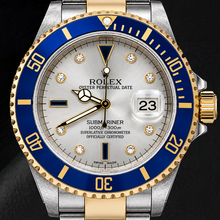 Afbeelding in Gallery-weergave laden, Rolex Submariner Date 16613 40mm Zilveren Diamanten Wijzerplaat Tweekleurig Horloge