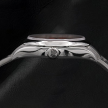 Afbeelding in Gallery-weergave laden, Rolex dame Oester Doorlopend 31 mm stalen horloge met koraalrode lichtgevende wijzerplaat