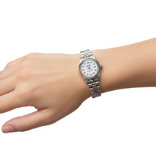 Afbeelding in Gallery-weergave laden, Rolex eeuwigdurend roestvrijstalen dames Datumjust-horloge met witte diamanten wijzerplaat P1