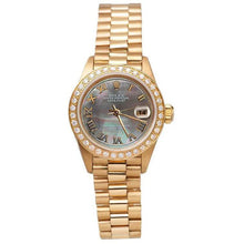 Afbeelding in Gallery-weergave laden, Rolex presidentiële stijl dameshorloge Dweil Romeinse wijzerplaat diamanten rand