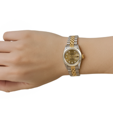 Afbeelding in Gallery-weergave laden, Rolex roestvrij staal & goud Datumjust dameshorloge Champagne diamant Gecanneleerde lunette P1