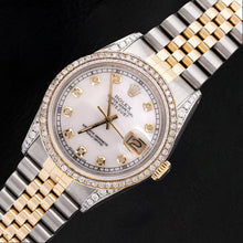 Afbeelding in Gallery-weergave laden, Rolex tweekleurig jubileumarmbandhorloge, 36 mm Datumjust witte diamanten wijzerplaat