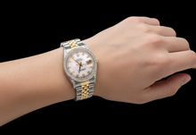 Afbeelding in Gallery-weergave laden, Rolex tweekleurig jubileumarmbandhorloge, 36 mm Datumjust witte diamanten wijzerplaat