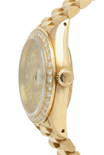 Afbeelding in Gallery-weergave laden, Rolex voorzitter-stijl Champagne Snaar Wijzerplaat horloge geel goud Diamant band