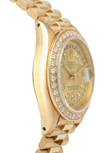 Afbeelding in Gallery-weergave laden, Rolex voorzitter-stijl Champagne Snaar Wijzerplaat horloge geel goud Diamant band