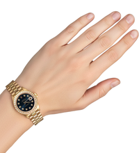 Afbeelding in Gallery-weergave laden, Rolex voorzitter Stijl Horloge Blauwe diamanten wijzerplaat rand Datumjust Geel goud P2