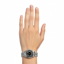 Afbeelding in Gallery-weergave laden, Rolex zwarte dubbele roestvrij staal Jubileum armband dames Datumjust horloge