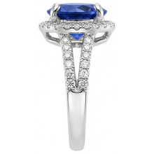 Afbeelding in Gallery-weergave laden, Rond briljant geslepen en Sri Lanka saffier 4.15 ct. Diamanten Ring WG 14K