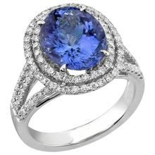 Afbeelding in Gallery-weergave laden, echte round tanzaniet 4.20karaat ring close-up detail
