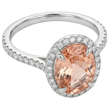 Afbeelding in Gallery-weergave laden, Rond geslepen Morganite en Natuurlijke echte diamanten ( niet in een laboratorium gekweekt ) 11.35 karaats ring goud wit 14K