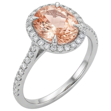 Afbeelding in Gallery-weergave laden, Rond geslepen Morganite en Natuurlijke echte diamanten ( niet in een laboratorium gekweekt ) 11.35 karaats ring goud wit 14K