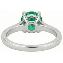 Afbeelding in Gallery-weergave laden, Rond geslepen groene smaragd Solitaire 3 karaats ring goud wit 14K